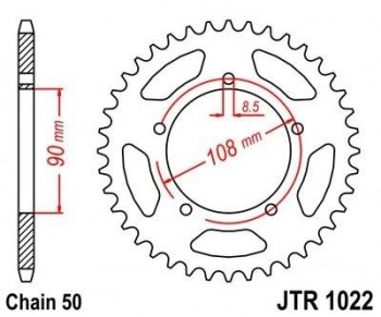 Corona JT 1022 de acero con 40 dientes