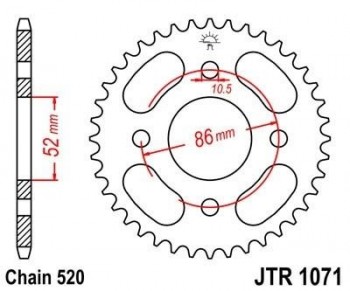 Corona JT 1071 de acero con 30 dientes